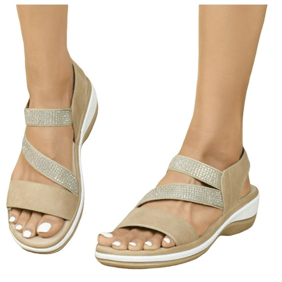 Mostsola Orthopedic Sandals for Women Open Toe Strappy Rhinestone Dress Shoes Slingback Walking Shoe