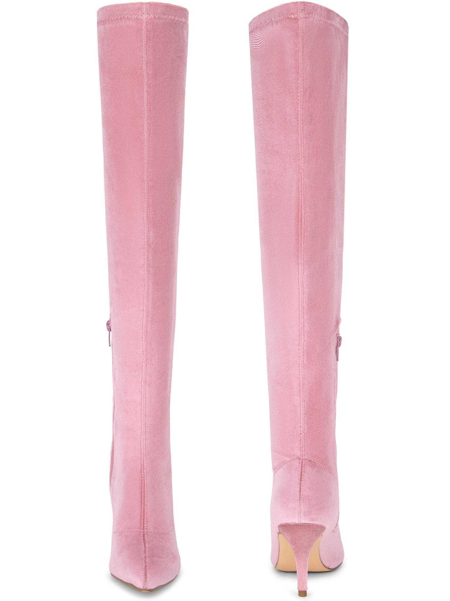 BLISSFUL STEP Faux Velvet Pointed Toe Stiletto Heels Over the Knee