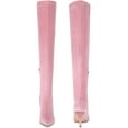 thumbnail image 5 of BLISSFUL STEP Faux Velvet Pointed Toe Stiletto Heels Over the Knee High Boots for Women Pink 8, 5 of 6