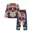 thumbnail image 2 of Uemuo Dead Day Party Pattern Womens Pajama Sets,PJ Set for Women,Pajamas for Women Logo,Long Sleeve Pajama Set for Women,Soft Long Sleeve Top With Pants-X-Large, 2 of 9