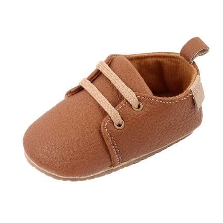 

Odeerbi Baby Infant Boys Girls Soft Sole Prewalker Shoes Lace Up Soft Soled Shoes Casual Baby Shoes Brown