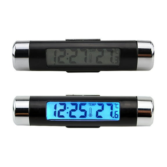 FOXNOVO Auto Clock Thermometer Digital Display with Temperature and Time for Car Interior