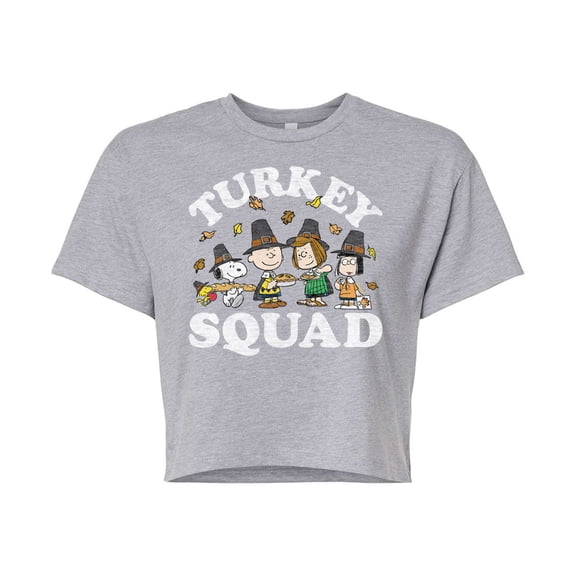 Peanuts - Turkey Squad - Juniors Cropped Cotton Blend T-Shirt