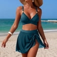 thumbnail image 1 of Trajes de baño para mujer, Trajes de baño para mujer, Traje de baño bikini de tirantes sin espalda de color liso para mujer, Conjunto de bikini con bloques de color y hombros descubiertos, Traje de ba, 1 of 6