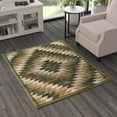 thumbnail image 3 of BizChair Area Rug Southwest Native Distressed Design 1106 Green Brown Beige (4 Feet X 5 Feet), 3 of 6
