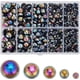 thumbnail image 1 of 1 caja de 70 g de perlas de base plana para uñas, de 4 a 12 mm, negras, cabujones de base plana de plástico a granel, mini perlas semicirculares de varios tamaños para maquillaje., 1 of 9