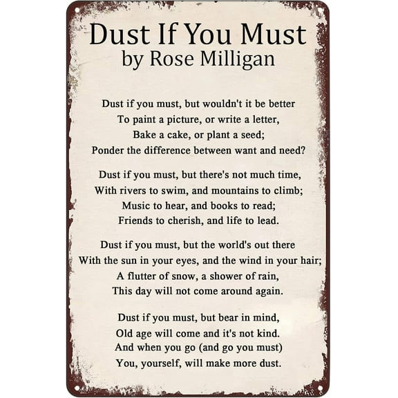 Inspiring Positive Quotes Wall Decor Vintage Metal Tin Sign Dust If You Must Motivational Poster Rustic Tin Signs for Home Cafe Bar Shop Garage Man Cave 8 x 12 Inches