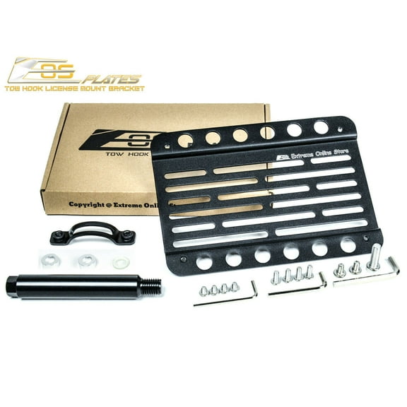 EOS Mid Sized Front Bumper Tow Hook License Plate Relocator Mount Bracket For 03-10 BMW E60 E61 5-Series M-Sport Bumper Models 2003 2004 2005 2006 2007 2008 2009 2010 03 04 05 06 07 08 09 10