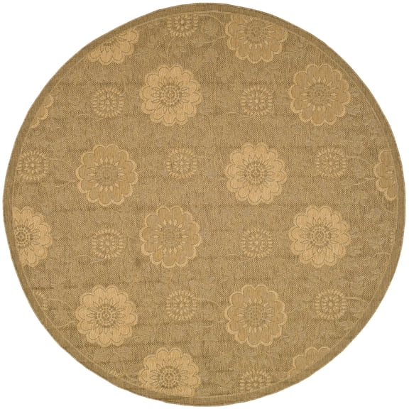 Safavieh Courtyard Alan Floral Indoor/Outdoor Area Rug, Gold/Natural, 6'7" x 6'7" Round