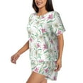 thumbnail image 2 of Naloa Lilies Flowers Women's Short-Sleeved Pajama Set, Loungewear, Summer pajamas, Breathable Cozy - Medium, 2 of 9