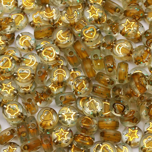 100Pcs Mixed Pattern Acrylic Beads Flat Round Loose Spacer Beads For Needlework Diy Jewelry Making Bracelet Necklace Accessories