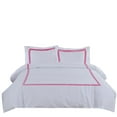 thumbnail image 3 of BedDecor 600TC 100% Egyptian Cotton Hot Pink Oversize King Size 3PC 1PC Duvet and 2 Pillow Case 3-Stripe Embroidery Duvet Cover Set Solid Pattern, 3 of 4