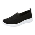 thumbnail image 2 of Walking Shoes, Women Shoes, Office Shoes, Shoes for Women, Women's Slip-On Knit Mesh Loafers Lightweight And Comfortable Breathable Mesh Walking Shoe Casual Embroidered Flat Loafers, Black 6, 2 of 6