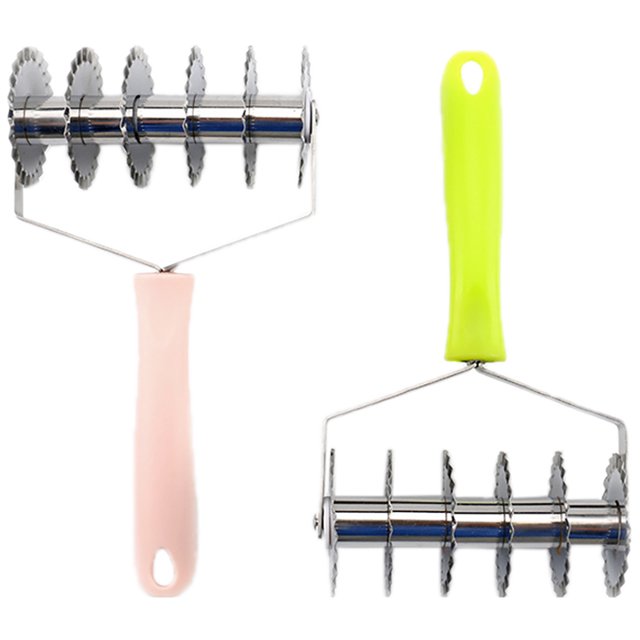 Coofit Pizza Roller Stainless Steel 2PCS Plastic Kitchen Pastry Roller Dough Docker