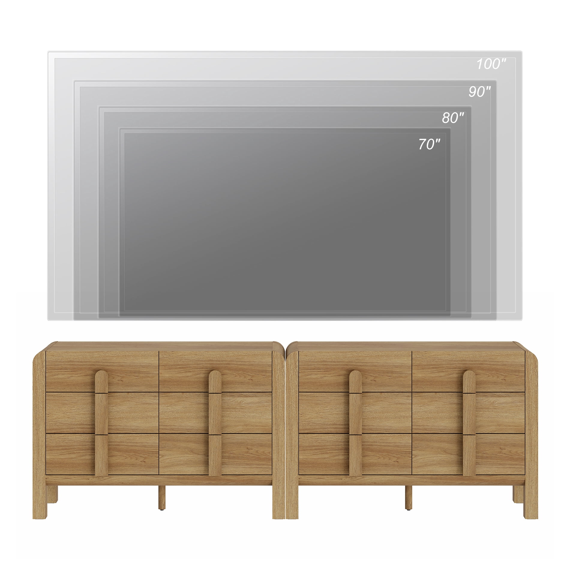 Modern Dresser TV Stand for TVs up to 100 Inch, Cruved Entertainment Center, Wood TV Console with Storage for Living Room