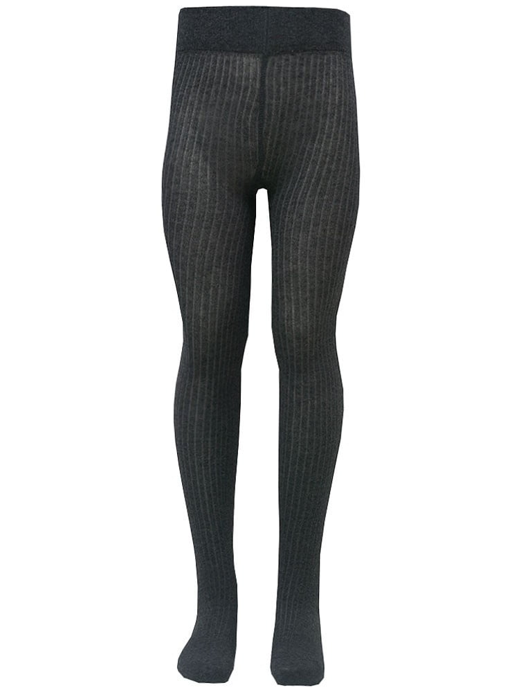 Tic Tac Toe Little Girls Charcoal Elastic Waist Ribbed Texture Tights 2T-6