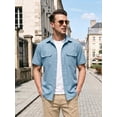 thumbnail image 5 of Men Short Sleeve Button Down Shirt Casual Button Up Shirt Relaxed Fit Work Clothes with Two Pockets, 5 of 8