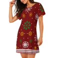thumbnail image 2 of Pofeuu Merry Christmas Print Women's Loose Fit Short Sleeve Nightgown, Comfortable Sleep Dress for Women, Casual Lounge Sleepwear, Soft Cotton Sleep Dress, 2 of 6