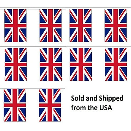 Ten Great String - 10' United Kingdom (UK) String Flag Party Bunting Has 10 Great Britain 6