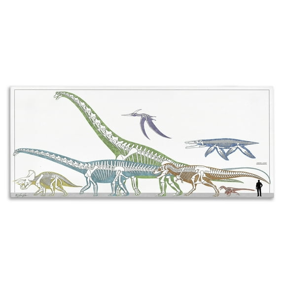 Stupell Industries Educational Prehistoric Skeletons Animals Painting Wrapped Canvas Art Print Wall Art, 24 x 10