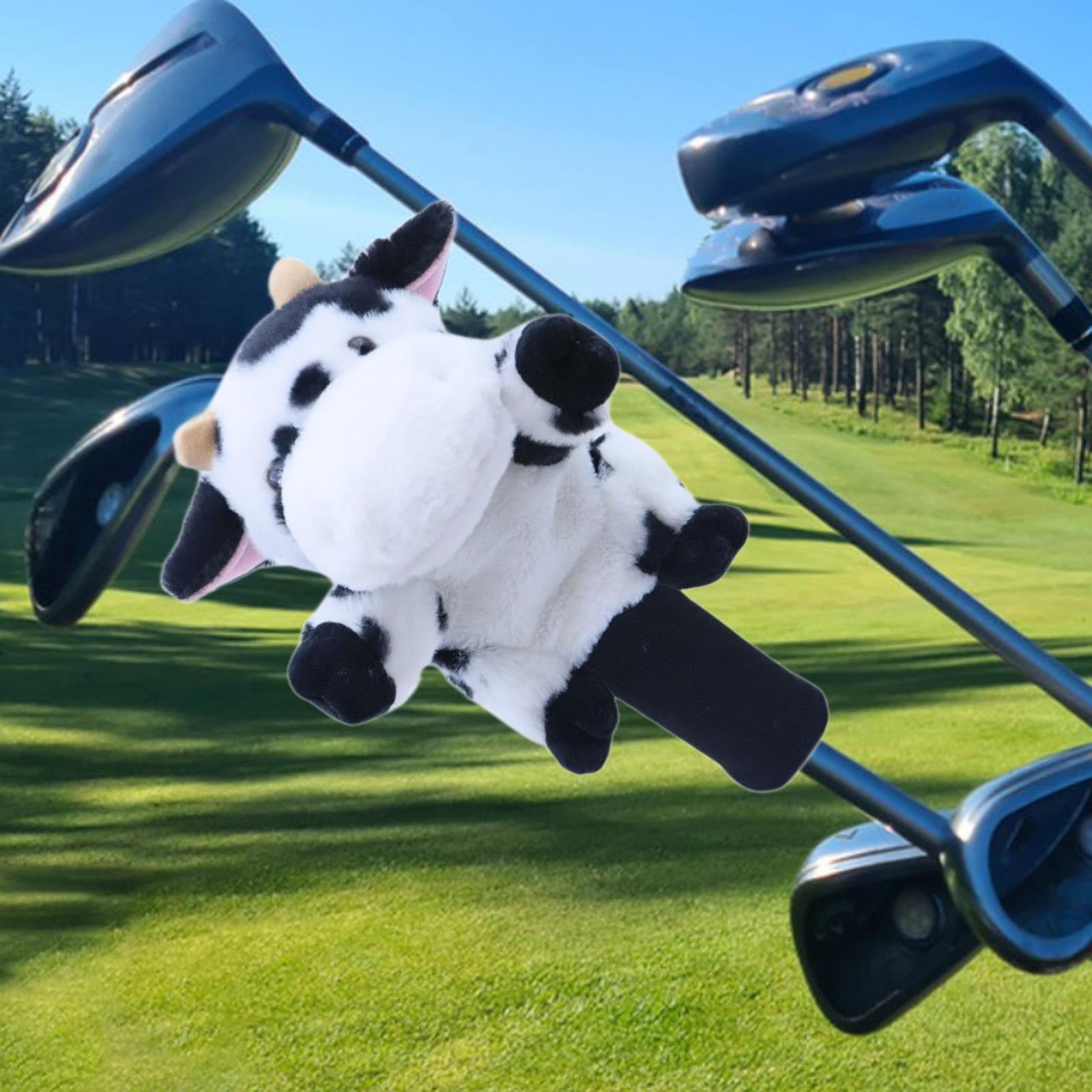 funtasica Soft Plush Animal Golf Club Driver Headcover Sleeve, Cartoon Golfer Gift, Lightweight Golf Cue Protect Case Guard Protector , Cow