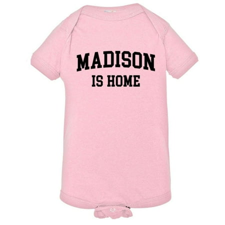 

PleaseMeTees™ Baby Madison Wisconsin Is Home Born In From Badgers Jumpsuit