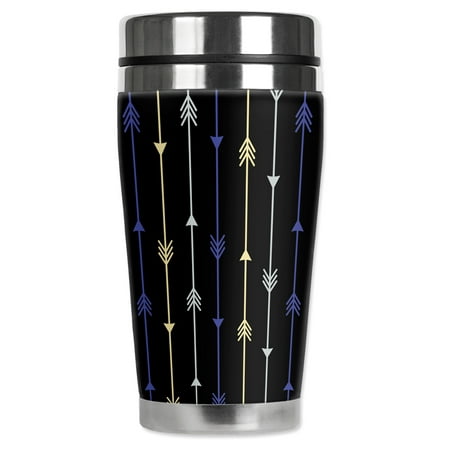 

Mugzie brand 16-Ounce Stainless Steel Travel Mug with Insulated Wetsuit Cover - Blue Arrows