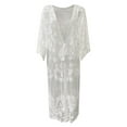 thumbnail image 6 of Hpapadks Long Cardigans for Women Lightweight Lace Embroidered Hollowed Out 3/4 Sleeve Long Flowy Kimono Open Front Beach Cover Ups Shrugs for Women Dresses, 6 of 6