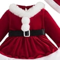 thumbnail image 4 of mgoYE Newborn Baby Girl Christmas Outfit Ruffle Long Sleeve Red Velvet/Plaid Romper Dress Xmas Cute Fall Winter Clothes(Red,1-3 Months), 4 of 4