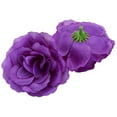50 Pack Purple Roses Artificial Flowers Bulk, 3 Inch Stemless Fake Silk