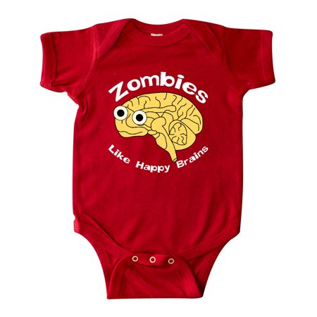

Inktastic Zombies Happy Brain White Text Gift Baby Boy or Baby Girl Bodysuit