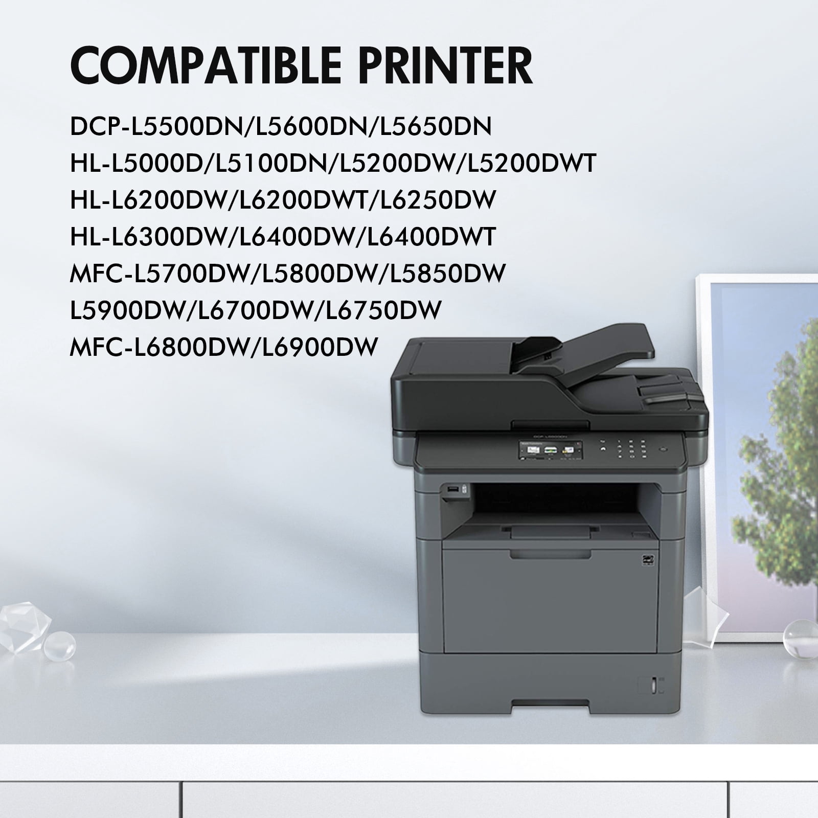 TN850 TN820 High Yield Toner Cartridges Black for Brother TN 850 TN 820 MFC-L5850DW DCP-L5600DN HL-L5200DW MFC-L5700DW MFC-L5900DW Printer Ink 2-Pack