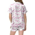 thumbnail image 4 of HNMKIU Pant Set Girls' Bow Printed Pajamas Short Sleeved Button Top Shorts Home Pajamas Set, 4 of 4