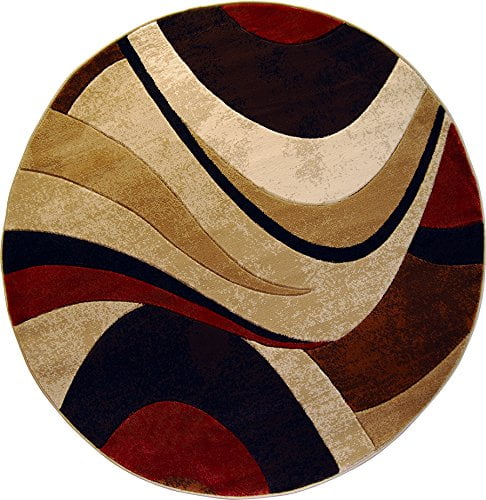 Actual 1'9"x7' 2" Modern Curves Brown Area Rug 2x7 Contemporary Waves Runner 