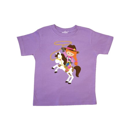 

Inktastic Cowboy Girl Cowgirl On White Horse Orange Hair Gift Toddler Toddler Girl T-Shirt