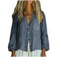 thumbnail image 3 of TaTaai Women's Button Up Cardigan, V Neck Linen Feel Shirt with Pocket Detail, Long Sleeve Top for Casual Spring Wear Gift, 3 of 9