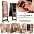 thumbnail image 6 of LIVIZA Mirrored Standing Jewelry Armoire Cabinet with Hooks & Storage Shelves, Full-Length Mirror Jewelry Organizer，Brown, 6 of 8