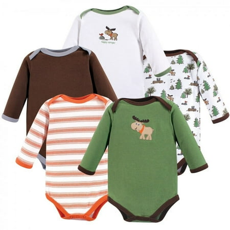 UPC: 0660168381795 | Luvable Friends Baby Boy Cotton Long-Sleeve Bodysuits 5pk  Moose  0-3 Months