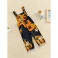 thumbnail image 3 of Genuiskids Toddler Baby Girl Sunflower Jumspuit Overalls Pants with Pocket 18M 2T 3T 4T 5T 6T Kids Girl Suspender Trousers Cute Clothing Outfit, 3 of 9
