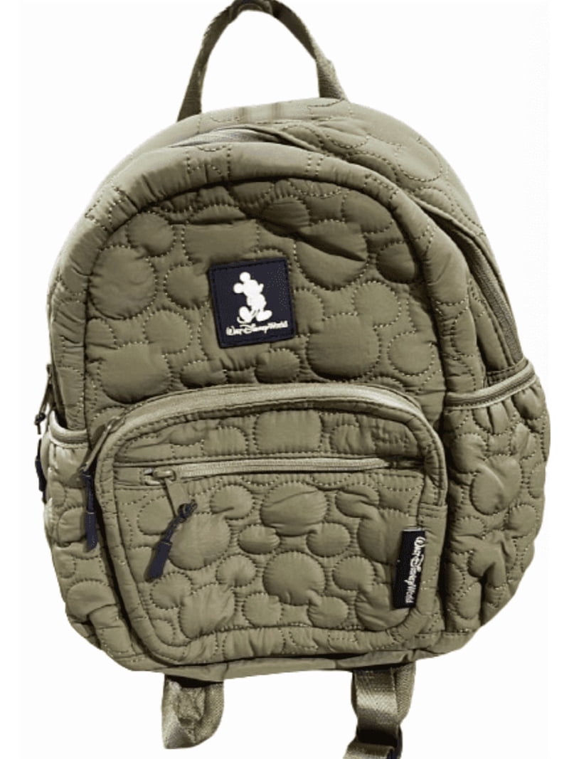 Disney Parks Mickey Mouse Icon Quilted Backpack in Olive New  display picture 3