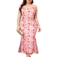 thumbnail image 1 of Vestido ZOMVA, talla grande, malla fruncida, sirena, tirantes finos, 1 of 6