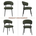 thumbnail image 6 of Hawsaiy Dining Chairs Set of 4, Mid Century Modern Boucle Upholstered Dining Chairs with Curved Backrest, Kitchen Dining Room Chairs with Black Metal Legs, Green, 6 of 8