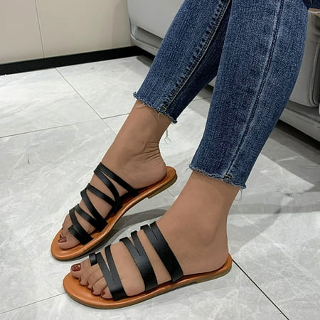 

Akiihool Sandals for Women Women s Reggae Slim Simply Stretch Sandal (Black 6.5)