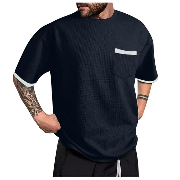 JXMVOJ Summer Men's Short Sleeve Round Neck T-Shirt Color Blocked Contrast Lines Soft Breathable Polyester Rayon Spandex Blend Casual Daily Beach Gathering Outdoor Activities