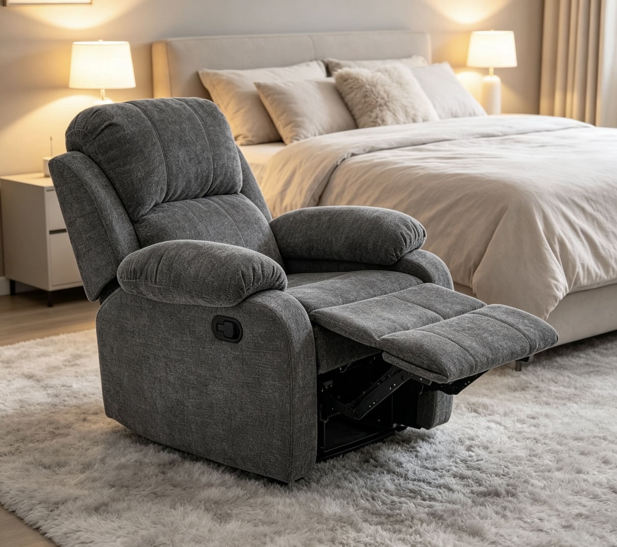 Leumius Recliner Chairs for Living Room, Manual Reclining Chair Single Sofa, Ergonomic Lounge Chair with Rocking Function,Dark Gray