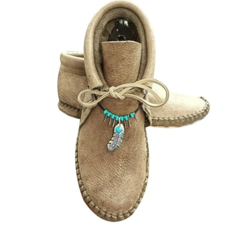 

All Season PU Leather Flat Heel Daily Boots Breathable Anti-slip for Women Lady 42