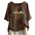 thumbnail image 2 of Fiudx Ofertas Relámpago Camiseta Estampada para Mujer Blusa de Manga Corta Tops Casuales con Cuello Redondo, 2 of 4