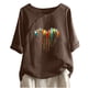 thumbnail image 1 of Blusas de Manga Corta para las Mujeres Impresas Cuello Redondo Camiseta Casual, Blusa de Algodón de Imitación para las Mujeres, 1 of 4