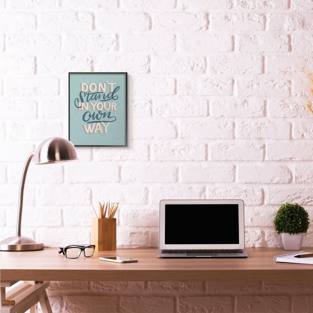 Stupell Industries Your Own Way Inspirational Word Modern Blue Design Framed Giclee Texturized Art by Becky Thorns