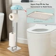 thumbnail image 2 of Toilet Paper Holder with Tray at The Top Heavy-Weighted Stainl Steel Base No Wobbly Freestanding Toilet Paper Rolls Stand Hold Extra 3 Paper Rolls On The Base Brushed Nickel, 2 of 9